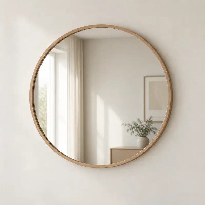Oak Round Mirror